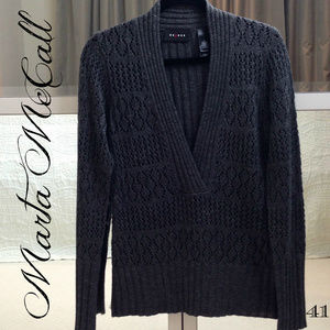 Axcess M Intricately Knit Dark Charcoal Sweater